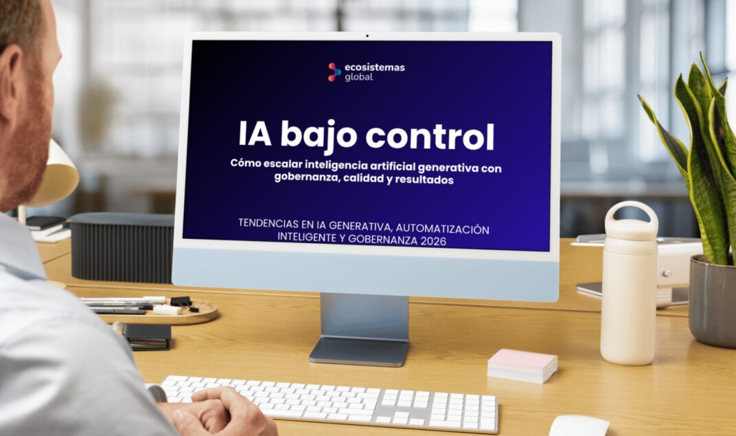 Pantalla con la portada del informe IA bajo control de Ecosistemas Global